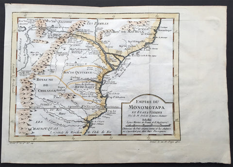 1747 Bellin Antique Map of The Empire of Mutapa or Monomotapa SE Africa Zimbabwe