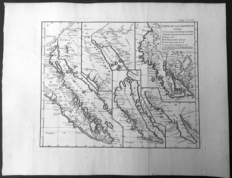 1770 De Vaugondy & Diderot Antique Map of Various Cartographical Views of California