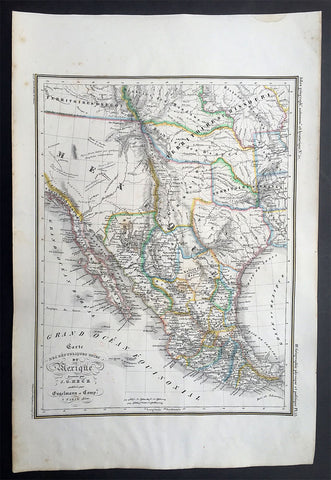 1834 Heck Antique Map The Republic of Mexico & Texas, w/ California & Missouri Territories