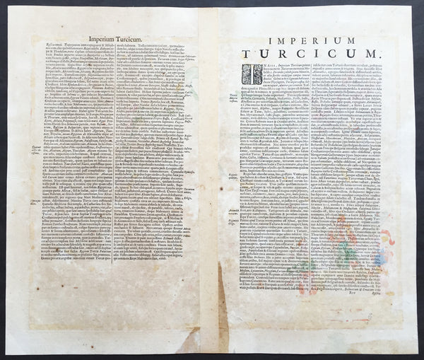 1638 Jansson Old, Antique Map of the Turkish Empire, Saudi Arabia, Middle East