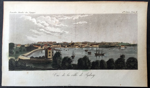 1820 J W Lewin Antique Print Early View of Sydney Cove
