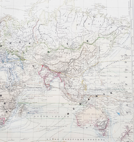 1856 A H Dufour Very Large Antique World Map on Mercators Projection - Scarce
