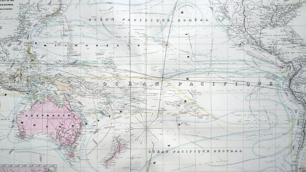 1857 A H Dufour Very Large Antique Map of Australia, New Zealand & South Pacific
