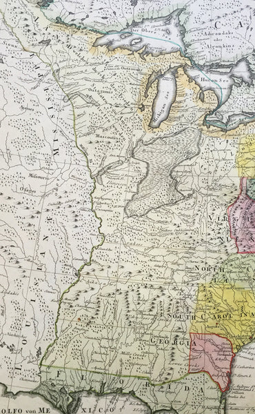 1784 Homann Large Antique Map of The Newly Formed United States of America