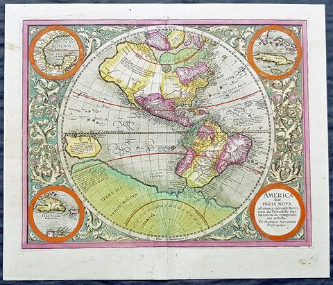 1613 Mercator Antique Map of America & The Great Southern Land - Terra Australis