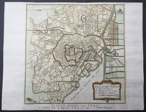 1757 Prevost & Schley Antique Map - Plan The City of Tokyo or Edo, Yeddo, Japan