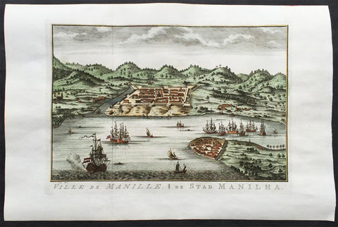 1756 Schley & Prevost Antique Print View The City of Manila, Philippines - Rare