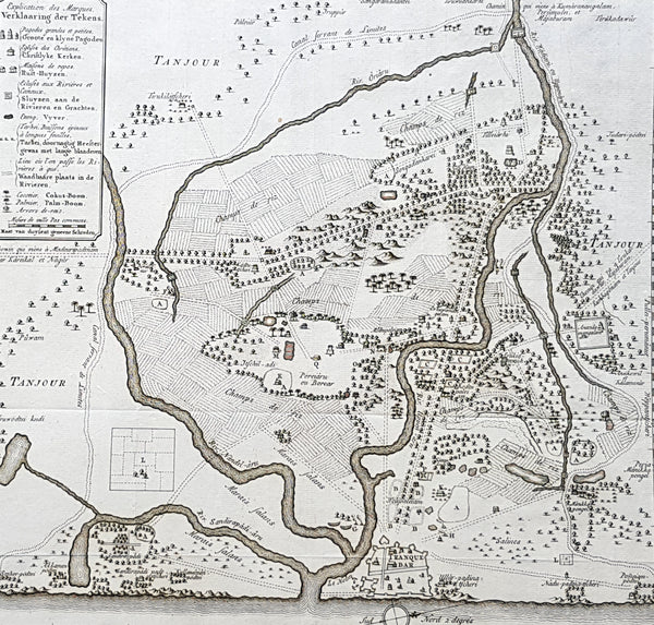 1755 Antoine Prevost Antique Map of Tharangambadi, Nagapattinam District, Tamil Nadu, India