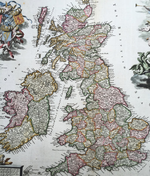 1690 Nicolas Visscher Large Old, Antique Map of Great Britain & Ireland