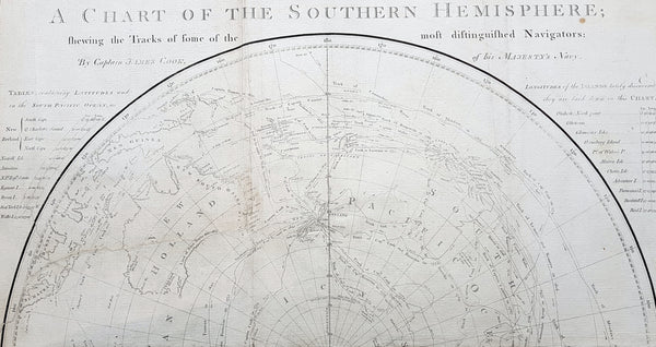 1777 Capt James Cook Antique Map of the Southern Hemisphere, 1st Ed - Australia