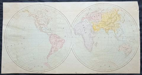 1850 Scarce Chinese Twin Hemisphere World Map - 世界