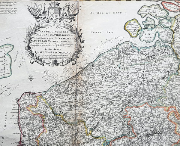 1720 Moll Large Antique Map of The Low Countries, Flanders Netherlands & Belgium