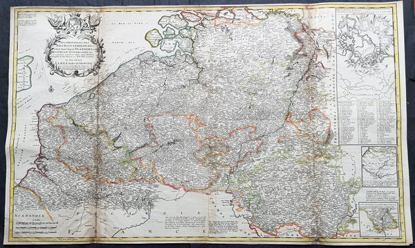 1720 Moll Large Antique Map of The Low Countries, Flanders Netherlands & Belgium
