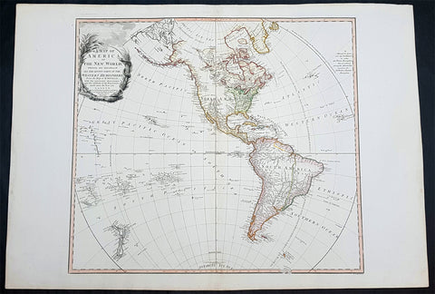 1797 William Faden & D Anville Large Antique Map of America - Western Hemisphere, NZ