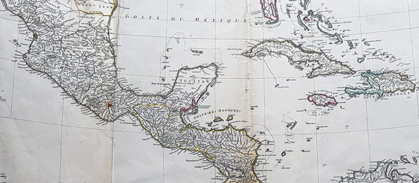 1756 J B D' Anville Large Antique Bottom Map Texas, Mexico, Central America, GOM