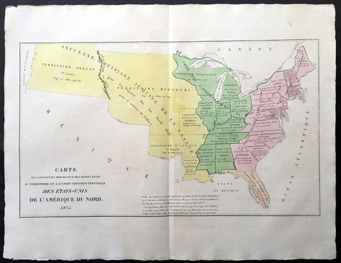 1825 Carey & Lea, Buchon Large Antique Early Map United States America - Oregon Territories