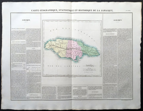 1825 Carey & Lea, Buchon Large Antique Map of the Island of Jamaica, Caribbean