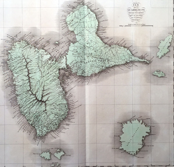 1825 Carey & Lea Buchon Large Map of the Island of Guadeloupe, Caribbean