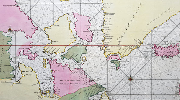1695 Pierre Mortier Large Antique Hudsons Bay Company Map of Canada