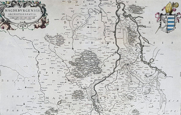 1650 Joan Blaeu Antique Map Archbishopic of Madenburg in Saxony-Anhalt, Germany