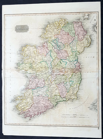 1815 John Thomson Large Antique Map of Ireland