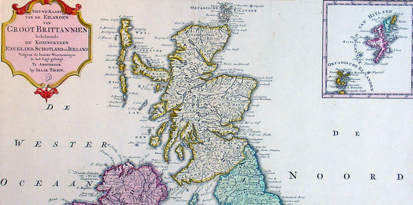 1750 Isaac Tirion Large Antique Map of Great Britain & Ireland