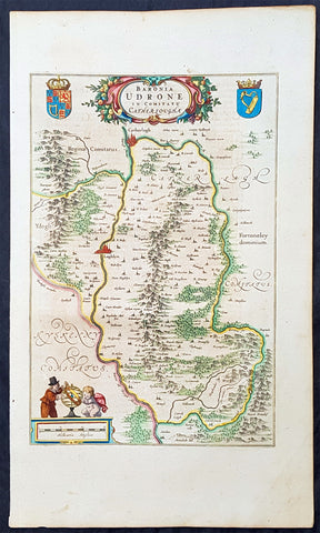 1658 Joan Blaeu Antique Map of The Barony of Idrone, County Carlow, SE Ireland