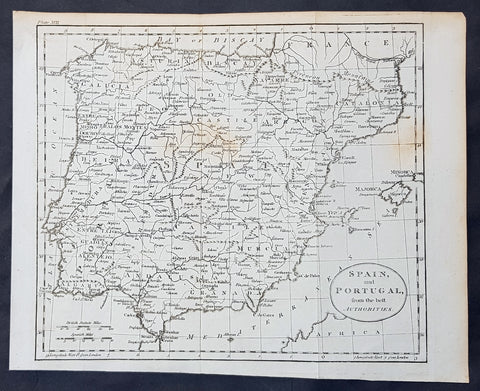 1770 Thomas Kitchin Original Antique Map of Spain, Portugal & Balearic Islands