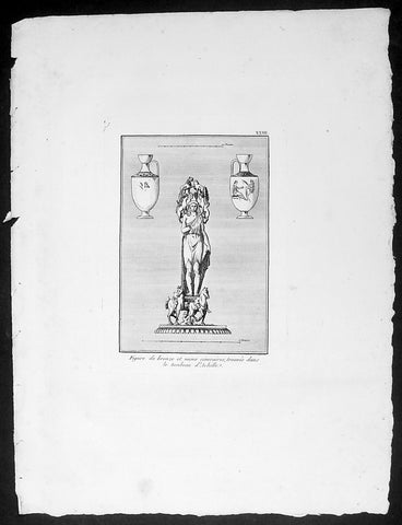 1802 J B Lechevalier Antique Print Bronze Figure, Vases in Achilles Tomb Turkey
