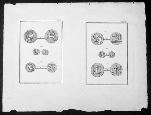 1802 J B Lechevalier Antique Print Ancient Greek Coins, Alexander Severe Minerva