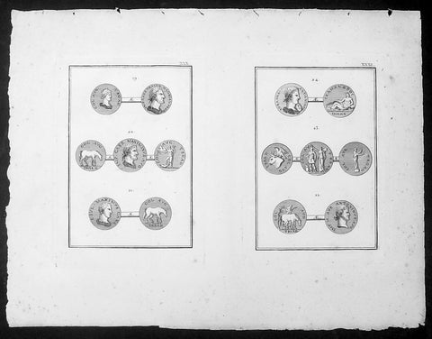1802 J B Lechevalier Antique Print Ancient Greek Coins - Hadrian, Maxime, Troy