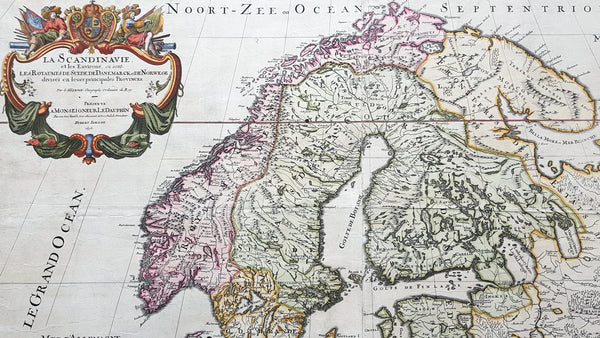 1696 Jaillot Large Antique Map Norway Sweden Finland Denmark - Latvia & Estonia