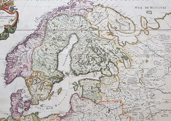 1696 Jaillot Large Antique Map Norway Sweden Finland Denmark - Latvia & Estonia