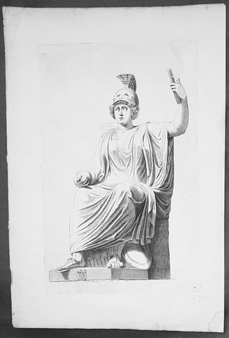 18th Century Antique Wood-Block Antique Print Bellona The Roman Goddess of War