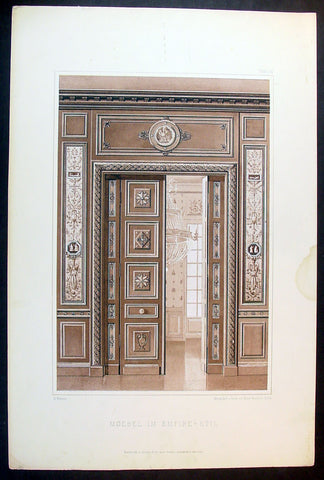 1889 Ernst Wasmuth Antique Print Lithograph of Neo-classical European Decoration