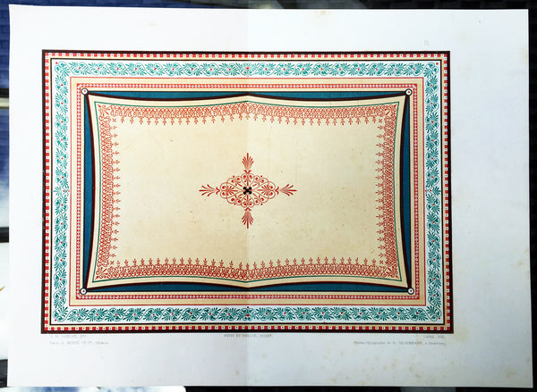 1862 Morel & Lemercier Large Antique French Lithograph Decoration Print