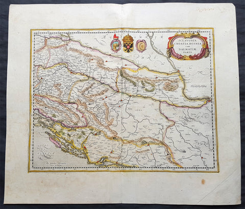 1639 Jansson & Mercator Original Antique Map Slovenia, Croatia, Bosnia, Dalmatia