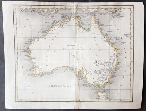 1837 John Dower Original Antique Map of Australia - New Holland