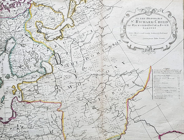 1712 John Senex Large Antique Map of Europe - Large Poland, Russia, Italy, Spain