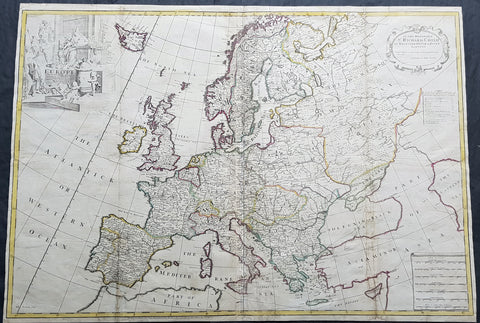 1712 John Senex Large Antique Map of Europe - Large Poland, Russia, Italy, Spain