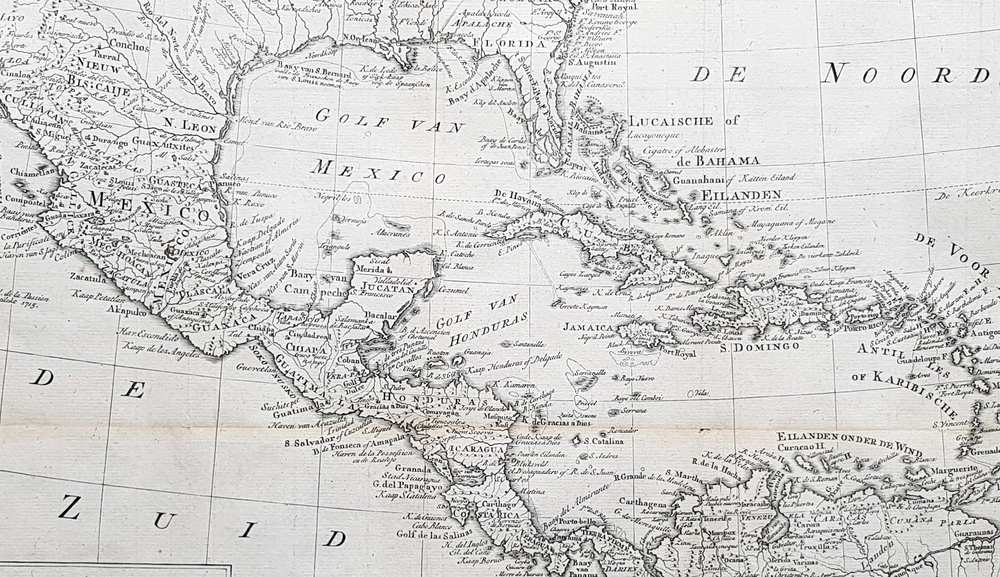 1765 Isaac Tirion Original Antique Map Southern North America, Mexico ...