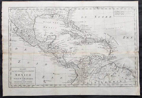 1765 Isaac Tirion Original Antique Map Southern North America, Mexico, Texas GOM
