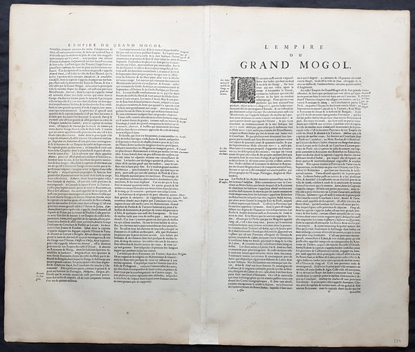 1639 Jansson Original Antique Map The Mughal or Mogul Empire India, Tibet, Nepal