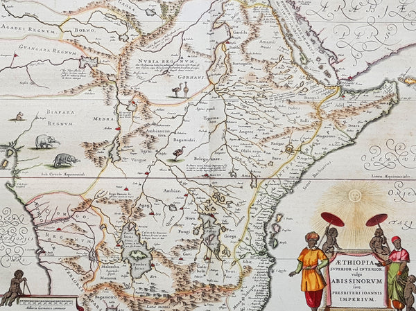 1639 Jansson Original Antique Map of Africa - The Myth of Emperor Prestor John