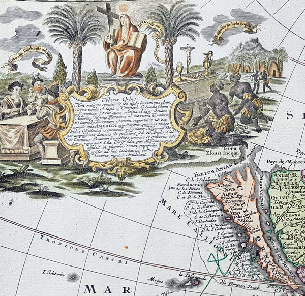 1730 Georg M Seutter Original Antique Map of America, Island of California