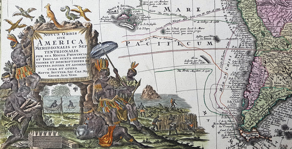 1730 Georg M Seutter Original Antique Map of America, Island of California