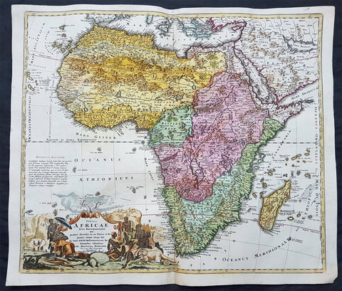 1715 Homann Original Antique Map of Africa - Origins of the Nile River, Heinrich Scherer
