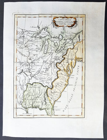 1781 Le Harpe Original Antique Map Great Lakes North America Colonial US Florida