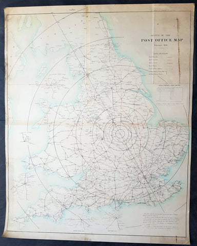 1838 Basire Antique Rare British Postal Map Uniform Penny Post, Sir Rowland Hill