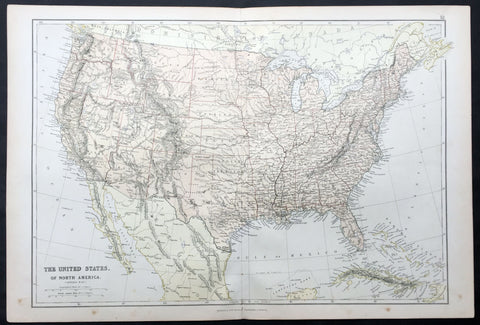 1870 Blackie & Son Large Antique Map of The United States of America